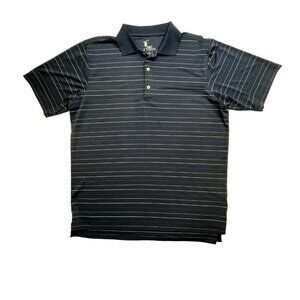 F & G TECH Polo Shirt Men's Size Large Navy Multicolor Stretch Wicking Quick Dry